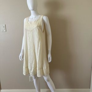 Skies are Blue light almond cream midi crochet dress